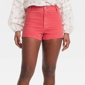 Women's High-Rise Sailor Denim Shorts Universal Thread Red Cotton-Spandex Size 4